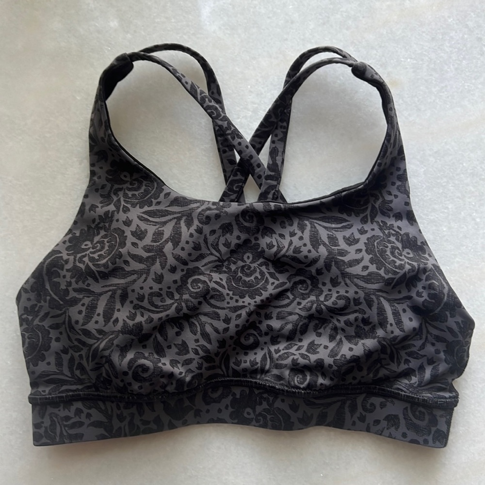 Lululemon energy bra size 4, black & gray, EUC!